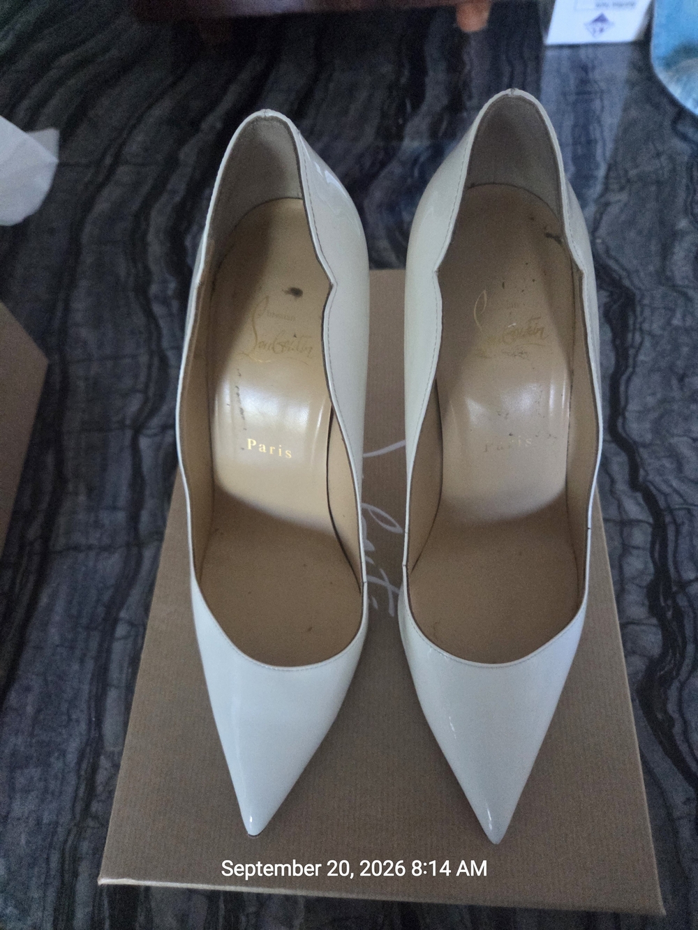 Christian Louboutin Hot Chick White Patent Pointed-Toe Pumps